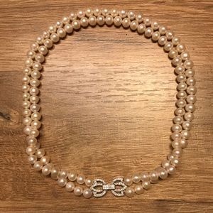 Genuine Pearl Necklace Princess 2 Strands Layered
